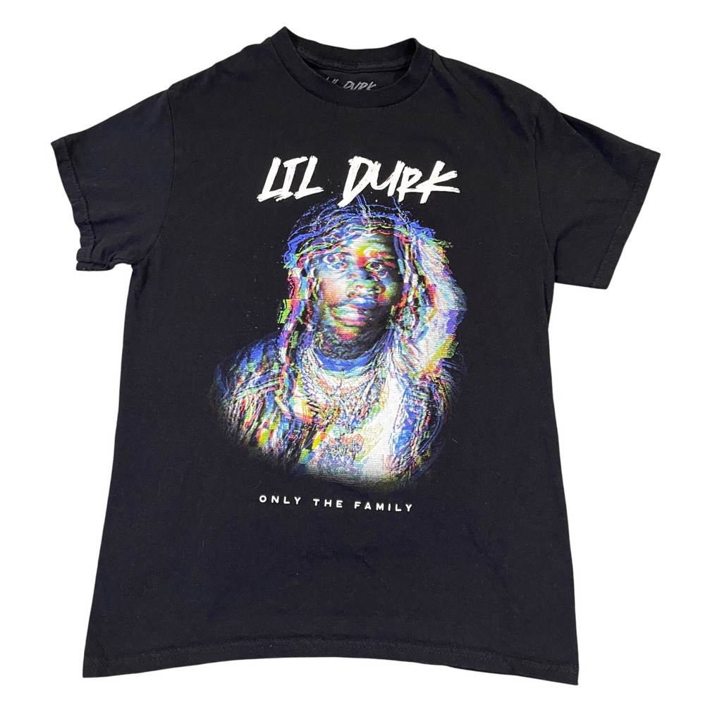 Lil Durk Graphic T-Shirt Only The Family Rap‎ Hip Hop Black Cotton Tee Small